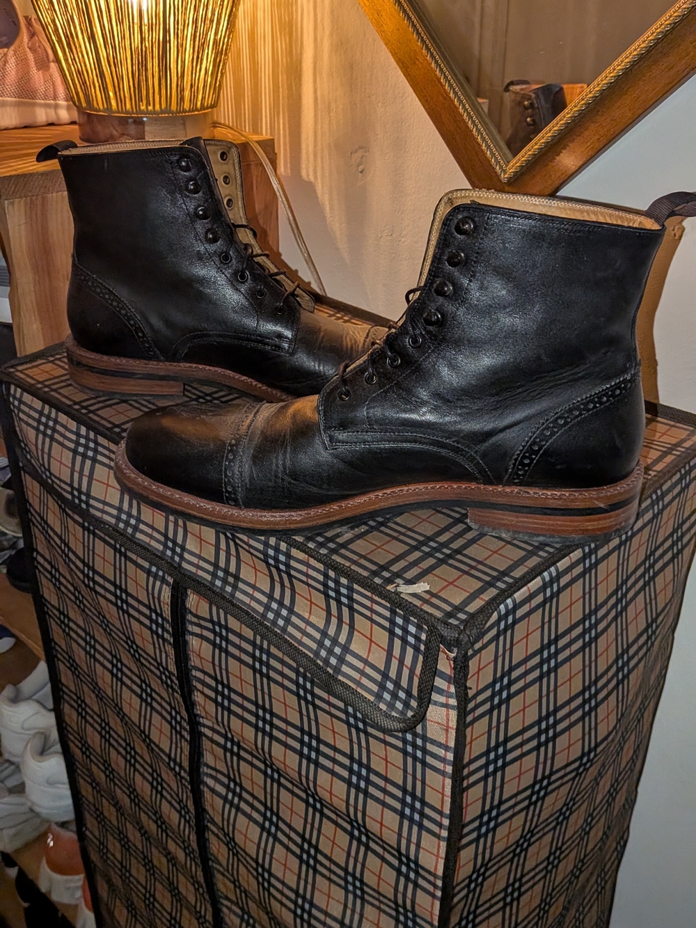 Beckett Simonon Medina Boots Size 12 Men's Black Leather Cap-Toe Lace-Up Boots - Picture 6 of 9